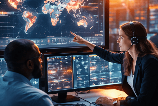 Cybersecurity analyst monitoring threat intelligence dashboards