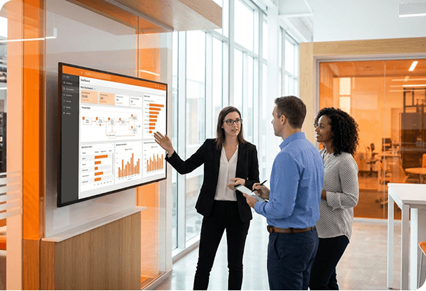 Security professionals discussing strategy at a presentation