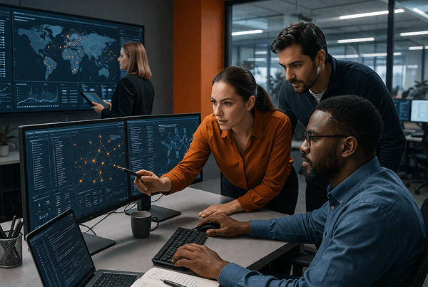 Cybersecurity team conducting threat hunting analysis