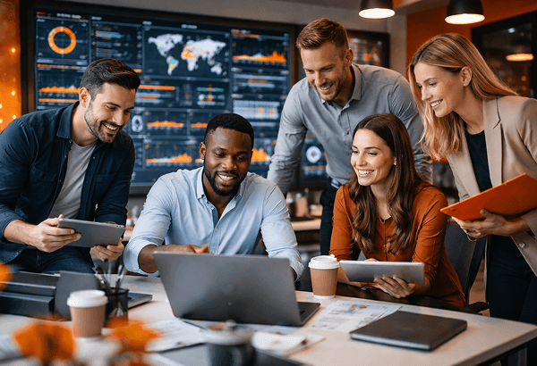 Team reviewing key deliverables in a collaborative setting