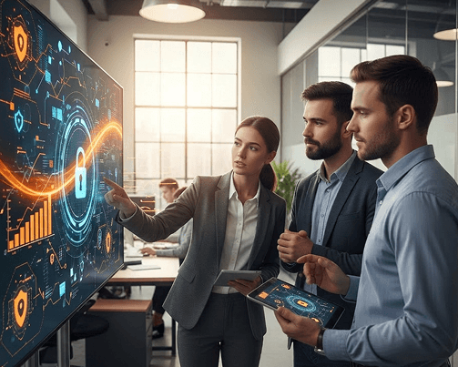 Team conducting cyber awareness training session